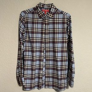 Daniel Cremieux Long-Sleeve Button Down Shirt, Size L, Slim Fit, Blue/Red/Tan